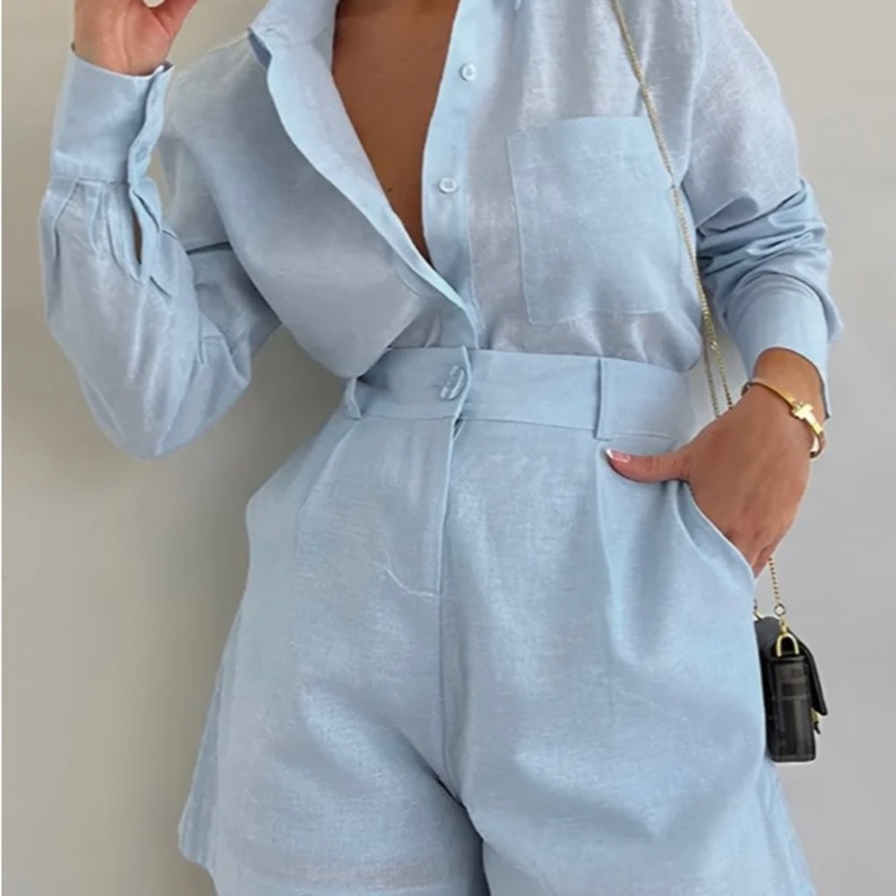 Commense Light Blue Linen Set
